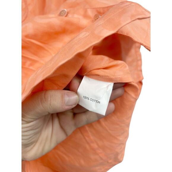 Audrey Talbott Papaya Orange Button Down Embroidered Fitted Blouse Shirt Top 6 - Picture 5 of 7